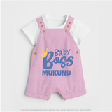 Baby Boss Boy Personalized Dungaree  - BABY PINK - 0 - 5 Months Old (Chest 18")