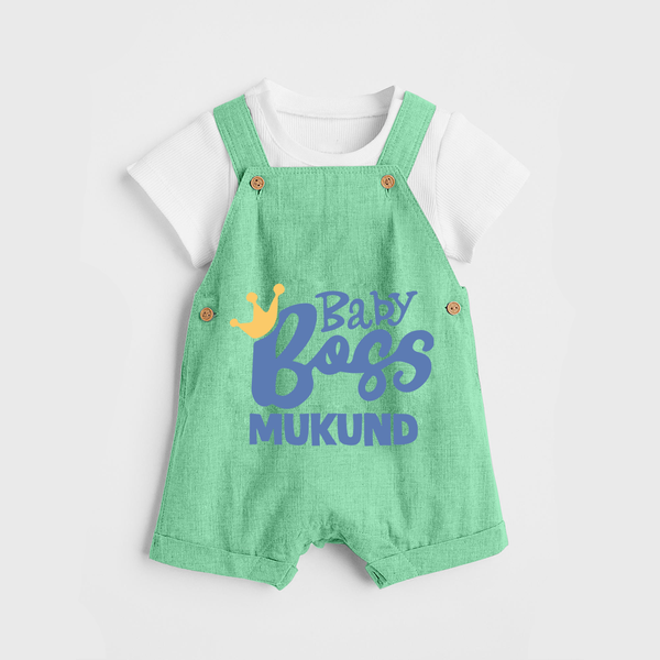 Baby Boss Boy Personalized Dungaree  - GREEN - 0 - 5 Months Old (Chest 18")