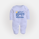 Baby Boss Boy Personalized Full Body Suit  - BABY BLUE - New Born (Chest 7.5")