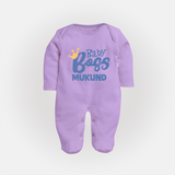 Baby Boss Boy Personalized Full Body Suit  - LILAC - New Born (Chest 7.5")