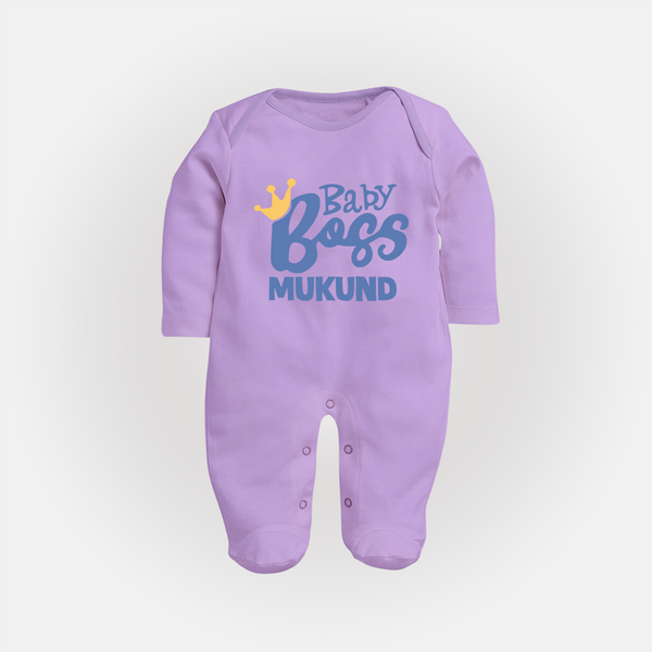 Baby Boss Boy Personalized Full Body Suit  - LILAC - New Born (Chest 7.5")