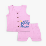 Baby Boss Boy Personalized Jabla Set  - BABY PINK - 0 - 3 Months Old (Chest 9.8")