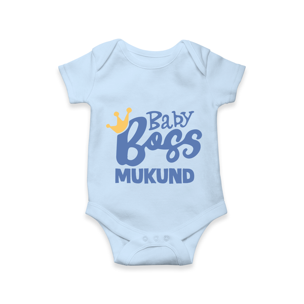 Baby Boss Boy Personalized Romper  - BABY BLUE - New Born (Chest 14")
