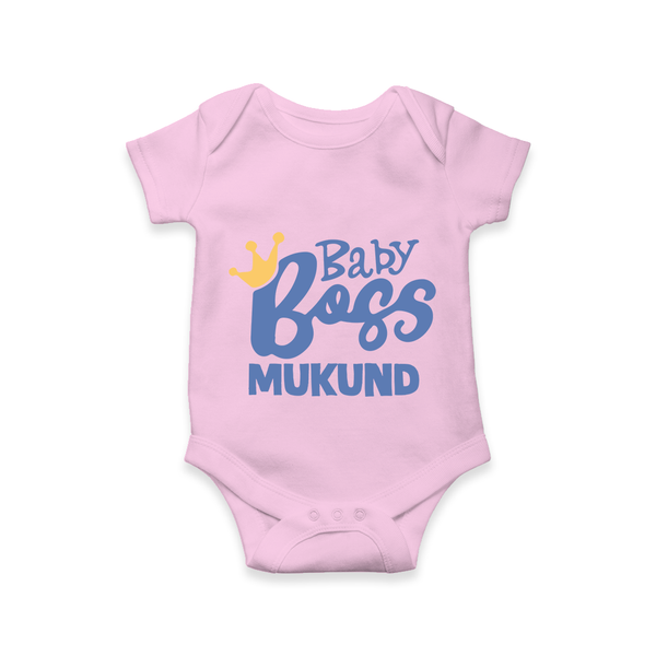 Baby Boss Boy Personalized Romper  - BABY PINK - New Born (Chest 14")