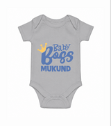 Baby Boss Boy Personalized Romper  - GREY - New Born (Chest 14")