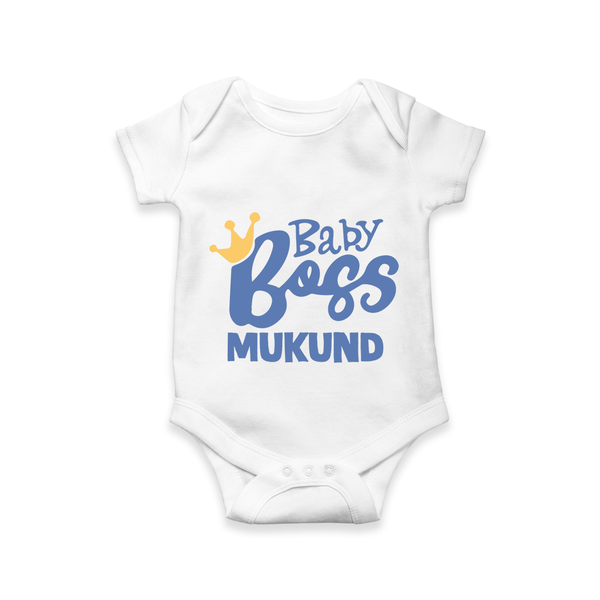 Baby Boss Boy Personalized Romper  - WHITE - New Born (Chest 14")