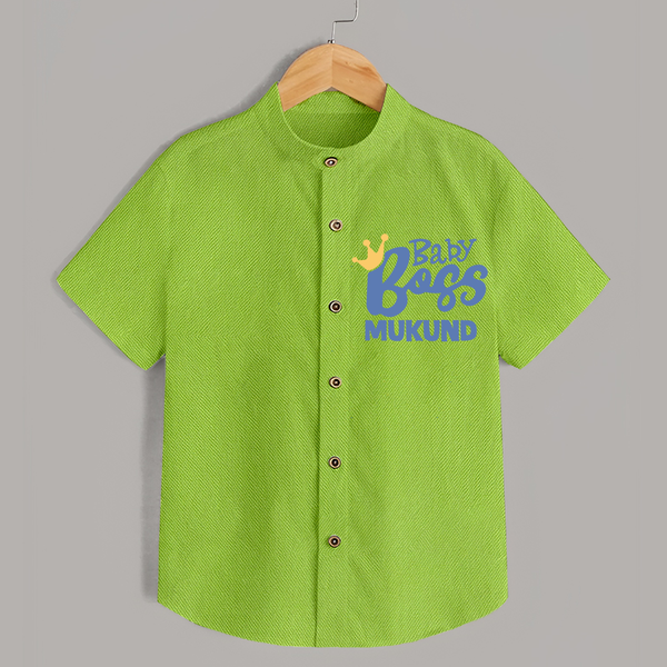 Baby Boss Boy Personalized Shirt - LIME GREEN - 0 - 6 Months Old (Chest 23")