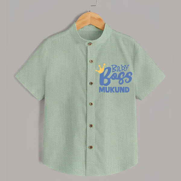 Baby Boss Boy Personalized Shirt - MINT GREEN - 0 - 6 Months Old (Chest 23")