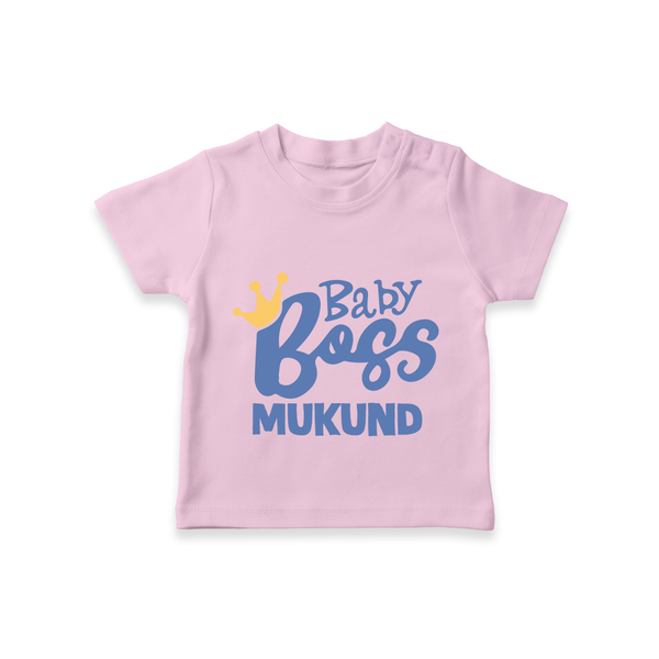 Baby Boss Boy Personalized TShirt  - BABY PINK - 0-5 Months Old (Chest 17")