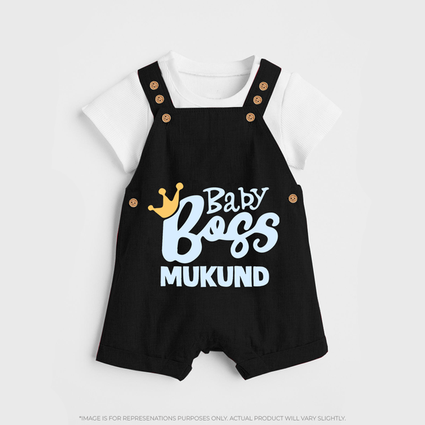 Baby Boss Boy Personalized Dungaree  - BLACK - 0 - 5 Months Old (Chest 18")