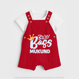 Baby Boss Boy Personalized Dungaree  - RED - 0 - 5 Months Old (Chest 18")
