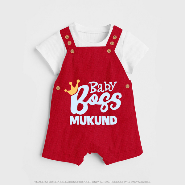 Baby Boss Boy Personalized Dungaree  - RED - 0 - 5 Months Old (Chest 18")