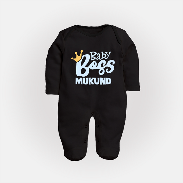 Baby Boss Boy Personalized Full Body Suit  - BLACK - New Born (Chest 7.5")