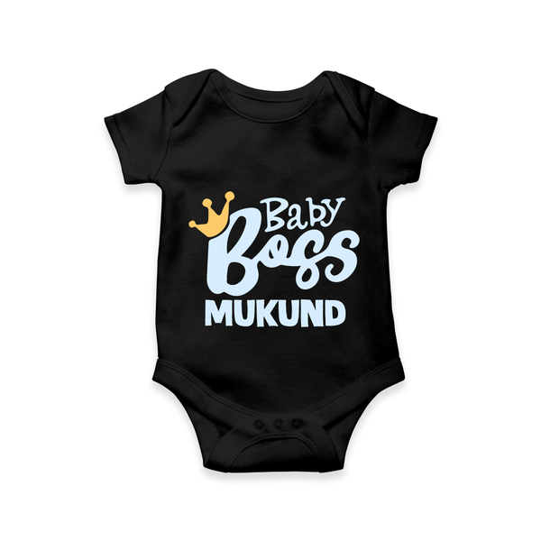 Baby Boss Boy Personalized Romper  - BLACK - New Born (Chest 14")
