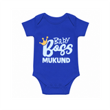 Baby Boss Boy Personalized Romper  - COBALT BLUE - New Born (Chest 14")