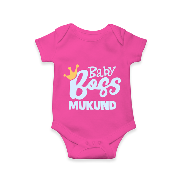 Baby Boss Boy Personalized Romper  - HOT PINK - New Born (Chest 14")