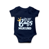 Baby Boss Boy Personalized Romper  - NAVY BLUE - New Born (Chest 14")