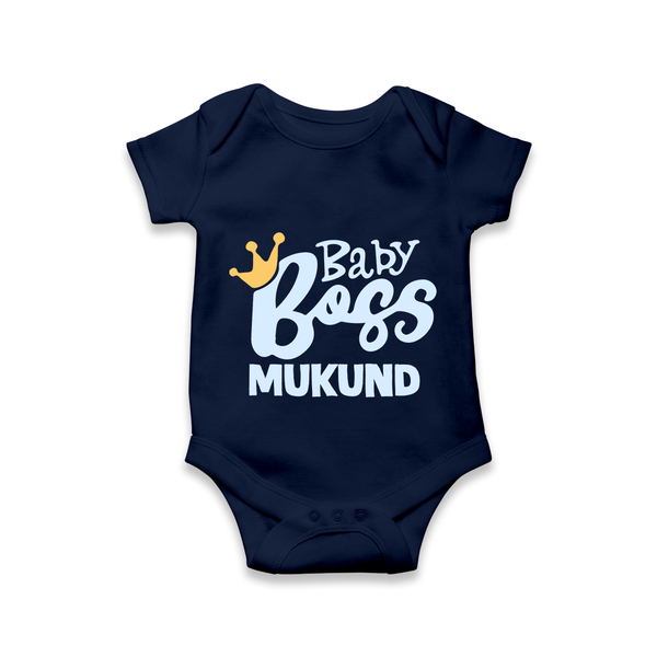 Baby Boss Boy Personalized Romper  - NAVY BLUE - New Born (Chest 14")