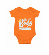 Baby Boss Boy Personalized Romper  - ORANGE - New Born (Chest 14")
