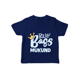 Baby Boss Boy Personalized TShirt  - NAVY BLUE - 0-5 Months Old (Chest 17")