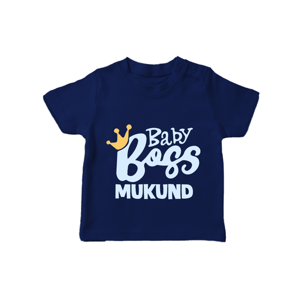 Baby Boss Boy Personalized TShirt  - NAVY BLUE - 0-5 Months Old (Chest 17")