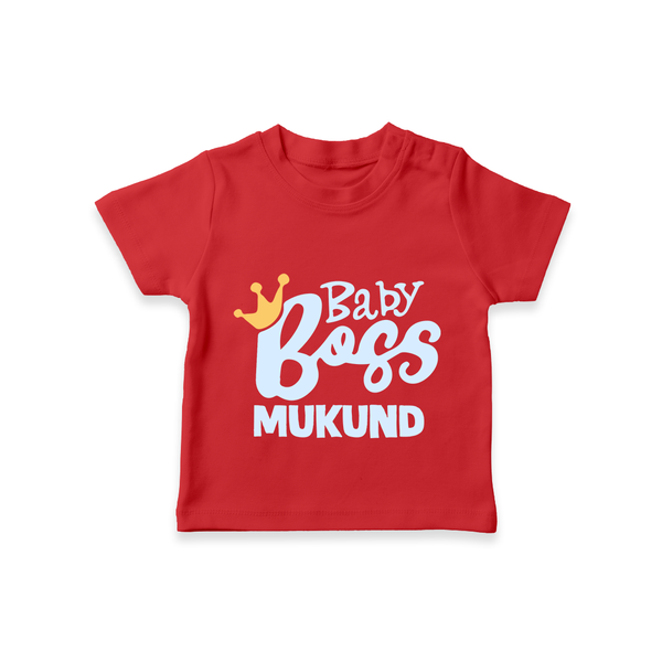 Baby Boss Boy Personalized TShirt  - RED - 0-5 Months Old (Chest 17")