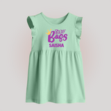 Baby Boss Girl Personalized Baby Frock  - MINT GREEN - 0 - 3 Months Old (Chest 17")