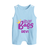 Baby Boss Girl Personalized Button Romper  - BABY BLUE - New Born (Chest 18")
