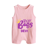 Baby Boss Girl Personalized Button Romper  - BABY PINK - New Born (Chest 18")