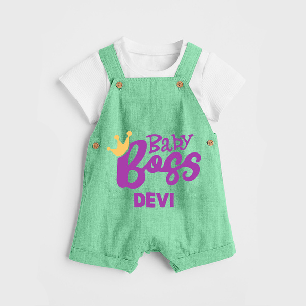 Baby Boss Girl Personalized Dungaree  - GREEN - 0 - 5 Months Old (Chest 18")