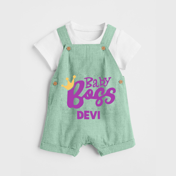Baby Boss Girl Personalized Dungaree  - MINT GREEN - 0 - 5 Months Old (Chest 18")