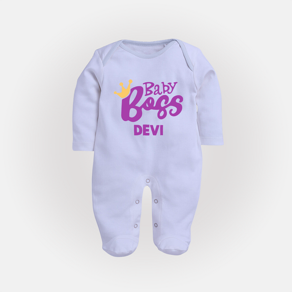 Baby Boss Girl Personalized Full Body Suit  - BABY BLUE - New Born (Chest 7.5")