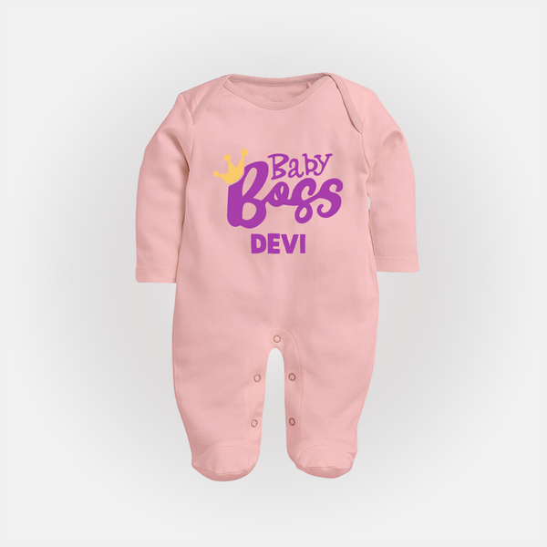Baby Boss Girl Personalized Full Body Suit  - BABY PINK - New Born (Chest 7.5")