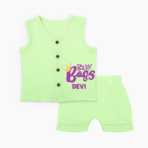 Baby Boss Girl Personalized Jabla Set  - PASTEL GREEN - 0 - 3 Months Old (Chest 9.8")