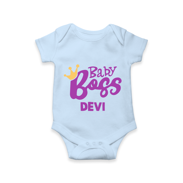 Baby Boss Girl Personalized Romper  - BABY BLUE - New Born (Chest 14")