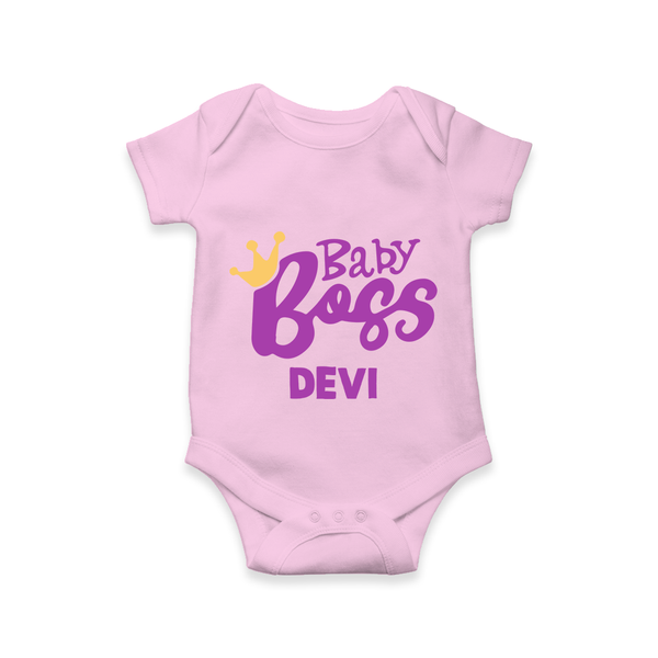 Baby Boss Girl Personalized Romper  - BABY PINK - New Born (Chest 14")