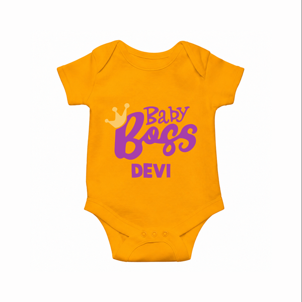 Baby Boss Girl Personalized Romper  - CHROME YELLOW - New Born (Chest 14")