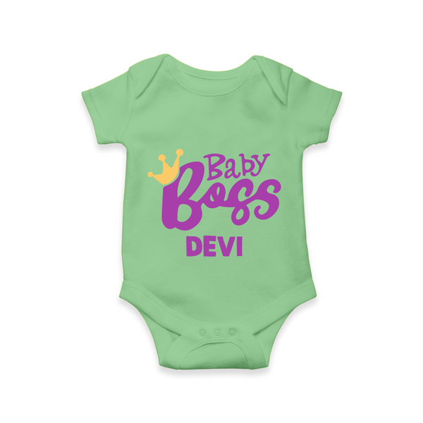 Baby Boss Girl Personalized Romper  - GREEN - New Born (Chest 14")
