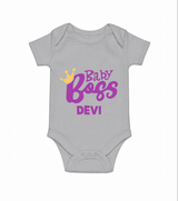 Baby Boss Girl Personalized Romper  - GREY - New Born (Chest 14")