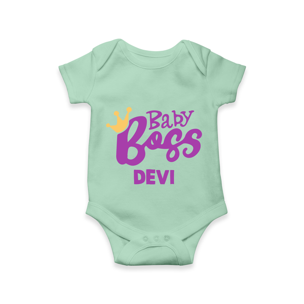Baby Boss Girl Personalized Romper  - MINT GREEN - New Born (Chest 14")