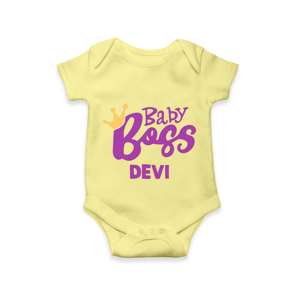 Baby Boss Girl Personalized Romper  - PASTEL YELLOW - New Born (Chest 14")