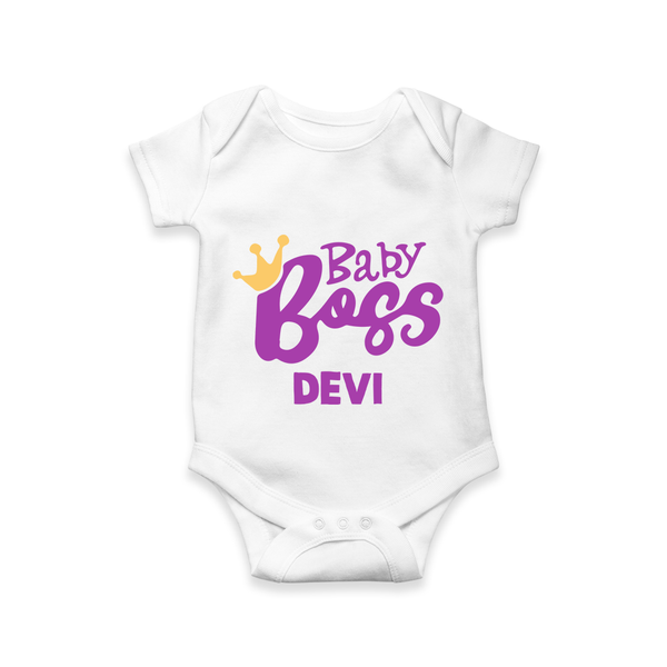 Baby Boss Girl Personalized Romper  - WHITE - New Born (Chest 14")