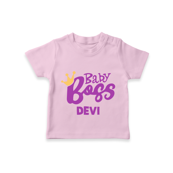 Baby Boss Girl Personalized TShirt  - BABY PINK - 0-5 Months Old (Chest 17")