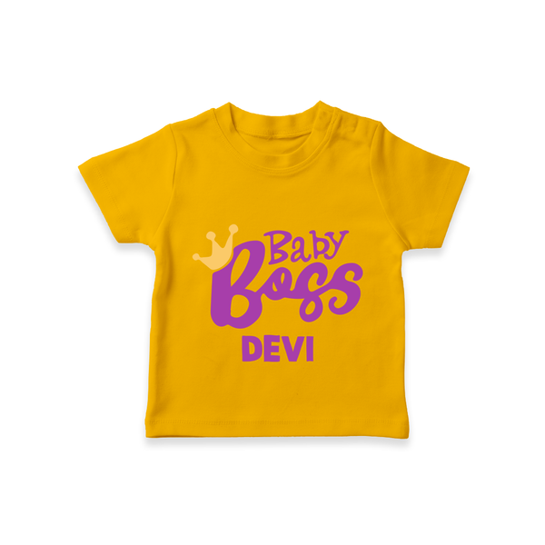 Baby Boss Girl Personalized TShirt  - CHROME YELLOW - 0-5 Months Old (Chest 17")