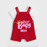 Baby Boss Girl Personalized Dungaree  - RED - 0 - 5 Months Old (Chest 18")