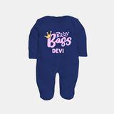Baby Boss Girl Personalized Full Body Suit  - NAVY BLUE - New Born (Chest 7.5")