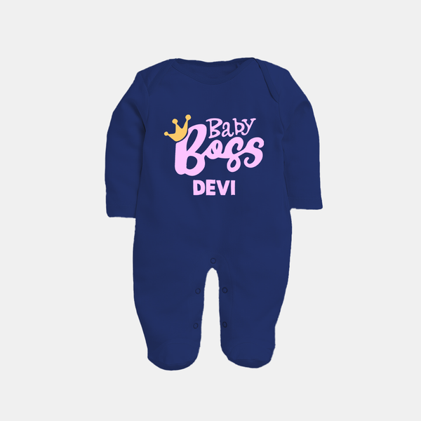 Baby Boss Girl Personalized Full Body Suit  - NAVY BLUE - New Born (Chest 7.5")