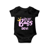 Baby Boss Girl Personalized Romper  - BLACK - New Born (Chest 14")