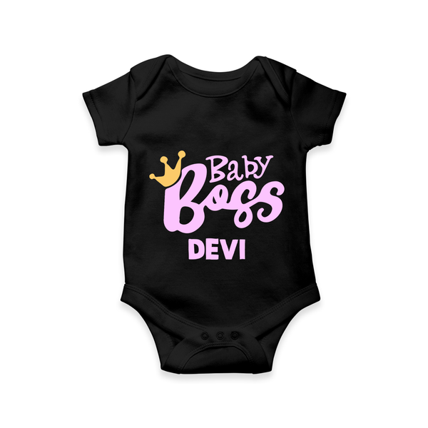 Baby Boss Girl Personalized Romper  - BLACK - New Born (Chest 14")