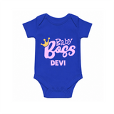 Baby Boss Girl Personalized Romper  - COBALT BLUE - New Born (Chest 14")